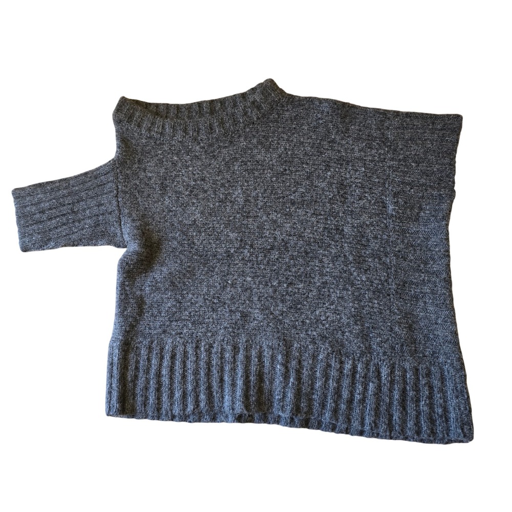 Jarbo Baby Alpaca Merino Wool Asymmetrical Poncho Sweater Charcoal Grey Size 0